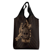 Personalized Odin's Celtic Raven Grocery Bag Gold Scandinavian Tattoo