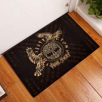 Personalized Odin's Celtic Raven Rubber Doormat Gold Scandinavian Tattoo - Wonder Print Shop