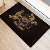 Personalized Odin's Celtic Raven Rubber Doormat Gold Scandinavian Tattoo - Wonder Print Shop