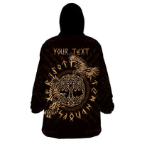 Personalized Odin's Celtic Raven Wearable Blanket Hoodie Gold Scandinavian Tattoo - Wonder Print Shop