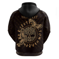 Personalized Odin's Celtic Raven Zip Hoodie Gold Scandinavian Tattoo - Wonder Print Shop