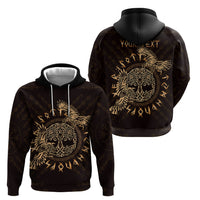 Personalized Odin's Celtic Raven Zip Hoodie Gold Scandinavian Tattoo - Wonder Print Shop