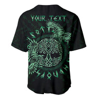 Personalized Odin's Celtic Raven Baseball Jersey Green Scandinavian Tattoo LT9 - Wonder Print Shop