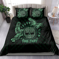 Personalized Odin's Celtic Raven Bedding Set Green Scandinavian Tattoo LT9 - Wonder Print Shop