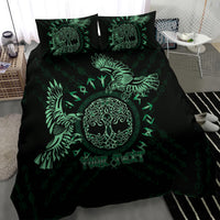 Personalized Odin's Celtic Raven Bedding Set Green Scandinavian Tattoo LT9 - Wonder Print Shop