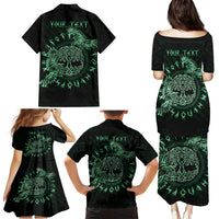 Personalized Odin's Celtic Raven Family Matching Puletasi and Hawaiian Shirt Green Scandinavian Tattoo - Wonder Print Shop