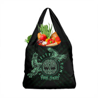 Personalized Odin's Celtic Raven Grocery Bag Green Scandinavian Tattoo