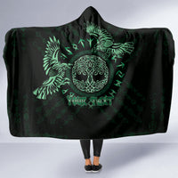 Personalized Odin's Celtic Raven Hooded Blanket Green Scandinavian Tattoo