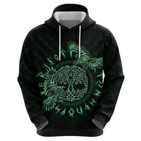 Personalized Odin's Celtic Raven Hoodie Green Scandinavian Tattoo - Wonder Print Shop