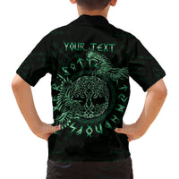 Personalized Odin's Celtic Raven Kid Hawaiian Shirt Green Scandinavian Tattoo - Wonder Print Shop