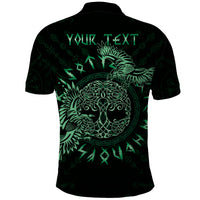 Personalized Odin's Celtic Raven Polo Shirt Green Scandinavian Tattoo - Wonder Print Shop