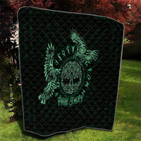 Personalized Odin's Celtic Raven Quilt Green Scandinavian Tattoo - Wonder Print Shop