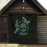 Personalized Odin's Celtic Raven Quilt Green Scandinavian Tattoo - Wonder Print Shop