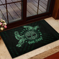 Personalized Odin's Celtic Raven Rubber Doormat Green Scandinavian Tattoo - Wonder Print Shop