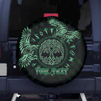 Personalized Odin's Celtic Raven Spare Tire Cover Green Scandinavian Tattoo - Wonder Print Shop