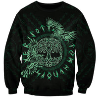 Personalized Odin's Celtic Raven Sweatshirt Green Scandinavian Tattoo - Wonder Print Shop