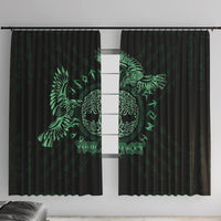Personalized Odin's Celtic Raven Window Curtain Green Scandinavian Tattoo - Wonder Print Shop