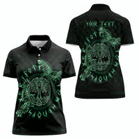 Personalized Odin's Celtic Raven Women Polo Shirt Green Scandinavian Tattoo - Wonder Print Shop
