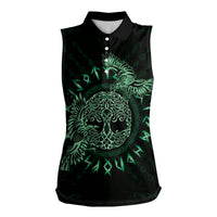 Personalized Odin's Celtic Raven Women Sleeveless Polo Shirt Green Scandinavian Tattoo - Wonder Print Shop