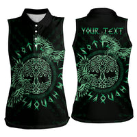 Personalized Odin's Celtic Raven Women Sleeveless Polo Shirt Green Scandinavian Tattoo - Wonder Print Shop