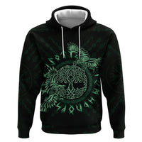 Personalized Odin's Celtic Raven Zip Hoodie Green Scandinavian Tattoo - Wonder Print Shop