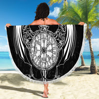 Personalized Viking Dragon Beach Blanket with Sword Black Scandinavian Tattoo LT9 - Wonder Print Shop