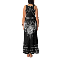 Personalized Viking Dragon Family Matching Tank Maxi Dress and Hawaiian Shirt with Sword Black Scandinavian Tattoo - Wonder Print Shop