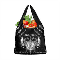 Personalized Viking Dragon Grocery Bag with Sword Black Scandinavian Tattoo