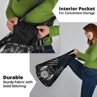 Personalized Viking Dragon Grocery Bag with Sword Black Scandinavian Tattoo