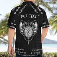 Personalized Viking Dragon Hawaiian Shirt with Sword Black Scandinavian Tattoo - Wonder Print Shop