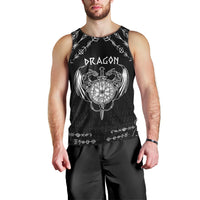 Personalized Viking Dragon Men Tank Top with Sword Black Scandinavian Tattoo - Wonder Print Shop