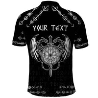 Personalized Viking Dragon Polo Shirt with Sword Black Scandinavian Tattoo - Wonder Print Shop