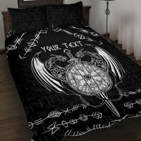 Personalized Viking Dragon Quilt Bed Set with Sword Black Scandinavian Tattoo - Wonder Print Shop