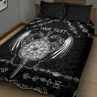 Personalized Viking Dragon Quilt Bed Set with Sword Black Scandinavian Tattoo - Wonder Print Shop