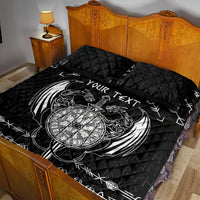 Personalized Viking Dragon Quilt Bed Set with Sword Black Scandinavian Tattoo - Wonder Print Shop