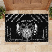 Personalized Viking Dragon Rubber Doormat with Sword Black Scandinavian Tattoo - Wonder Print Shop
