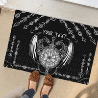 Personalized Viking Dragon Rubber Doormat with Sword Black Scandinavian Tattoo - Wonder Print Shop