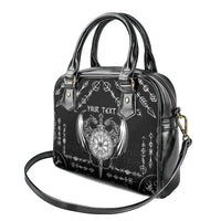 Personalized Viking Dragon Shoulder Handbag with Sword Black Scandinavian Tattoo