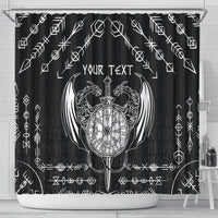 Personalized Viking Dragon Shower Curtain with Sword Black Scandinavian Tattoo