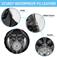 Personalized Viking Dragon Spare Tire Cover with Sword Black Scandinavian Tattoo - Wonder Print Shop