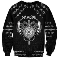 Personalized Viking Dragon Sweatshirt with Sword Black Scandinavian Tattoo - Wonder Print Shop