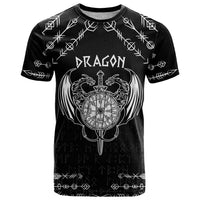 Personalized Viking Dragon T Shirt with Sword Black Scandinavian Tattoo - Wonder Print Shop