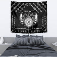 Personalized Viking Dragon Tapestry with Sword Black Scandinavian Tattoo - Wonder Print Shop