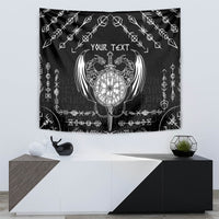 Personalized Viking Dragon Tapestry with Sword Black Scandinavian Tattoo - Wonder Print Shop