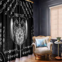 Personalized Viking Dragon Window Curtain with Sword Black Scandinavian Tattoo - Wonder Print Shop