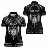 Personalized Viking Dragon Women Polo Shirt with Sword Black Scandinavian Tattoo - Wonder Print Shop