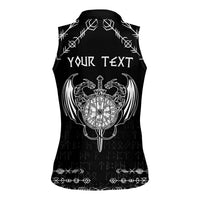 Personalized Viking Dragon Women Sleeveless Polo Shirt with Sword Black Scandinavian Tattoo - Wonder Print Shop