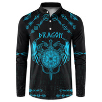 Personalized Viking Dragon Button Sweatshirt with Sword Blue Scandinavian Tattoo LT9 - Wonder Print Shop