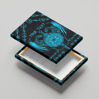 Personalized Viking Dragon Canvas Wall Art with Sword Blue Scandinavian Tattoo LT9 - Wonder Print Shop