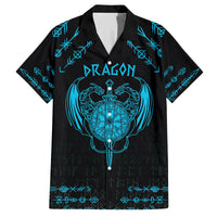 Personalized Viking Dragon Family Matching Puletasi and Hawaiian Shirt with Sword Blue Scandinavian Tattoo - Wonder Print Shop